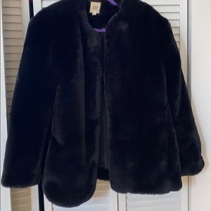 Faux fur black coat